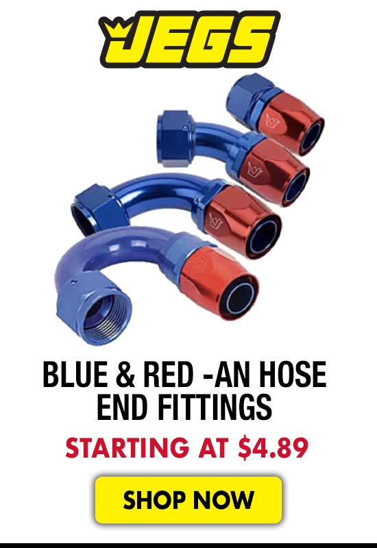 JEGS Blue & Red AN Hose End Fittings - Starting at $4.89