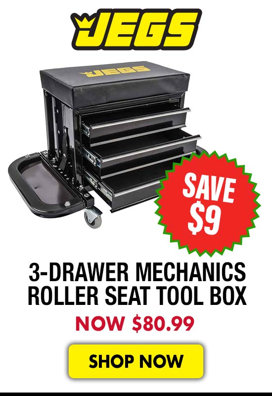 JEGS 3-Drawer Mechanics Roller Seat Tool Box - Now $80.99