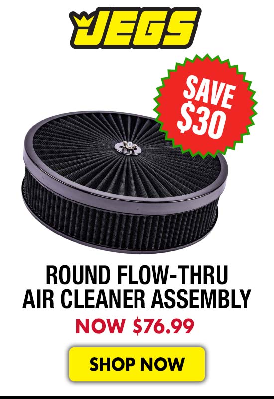 JEGS Round Flow-Thru Air Cleaner Assembly - Now $76.9