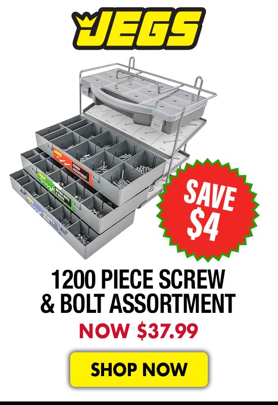 JEGS 1200 piece Screw & Bolt Assortment - Now $37.99