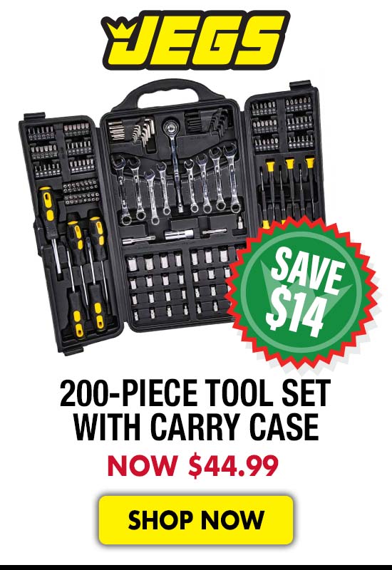 JEGS 200-Piece Tool Set with Carry Case - Now $44.99