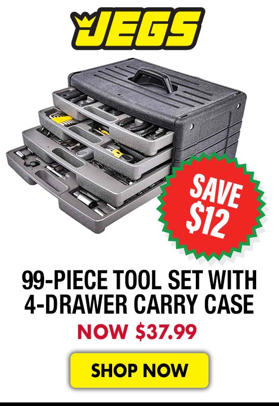 JEGS 99-Piece Tool Set with 4-Drawer Carry Case - Now $37.99