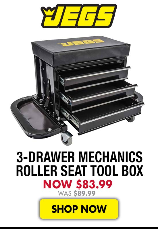 JEGS 3-Drawer Mechanics Roller Seat Tool Box - Now $83.99
