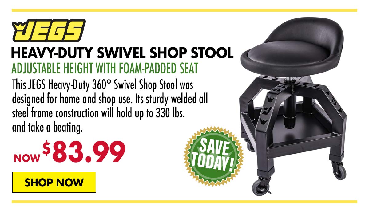JEGS Heavy-Duty Swivel Shop Stool - Now $83.99