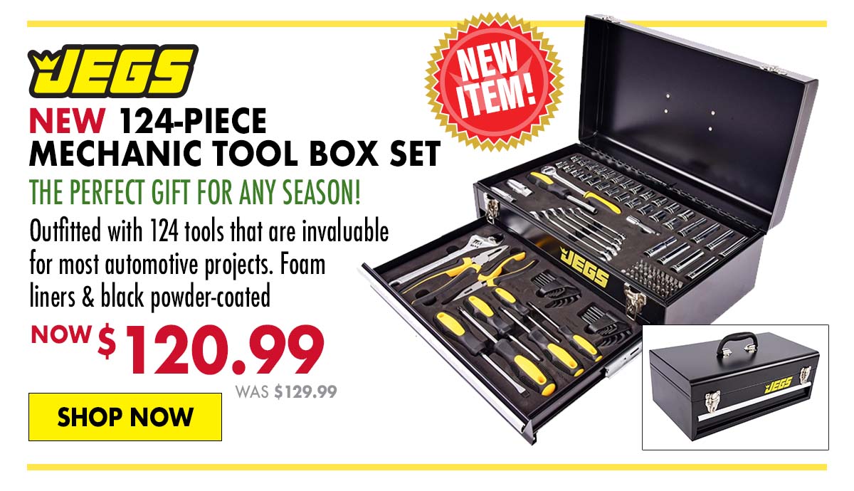 JEGS 124-Piece Mechanic Tool Box Set - Now $120.99