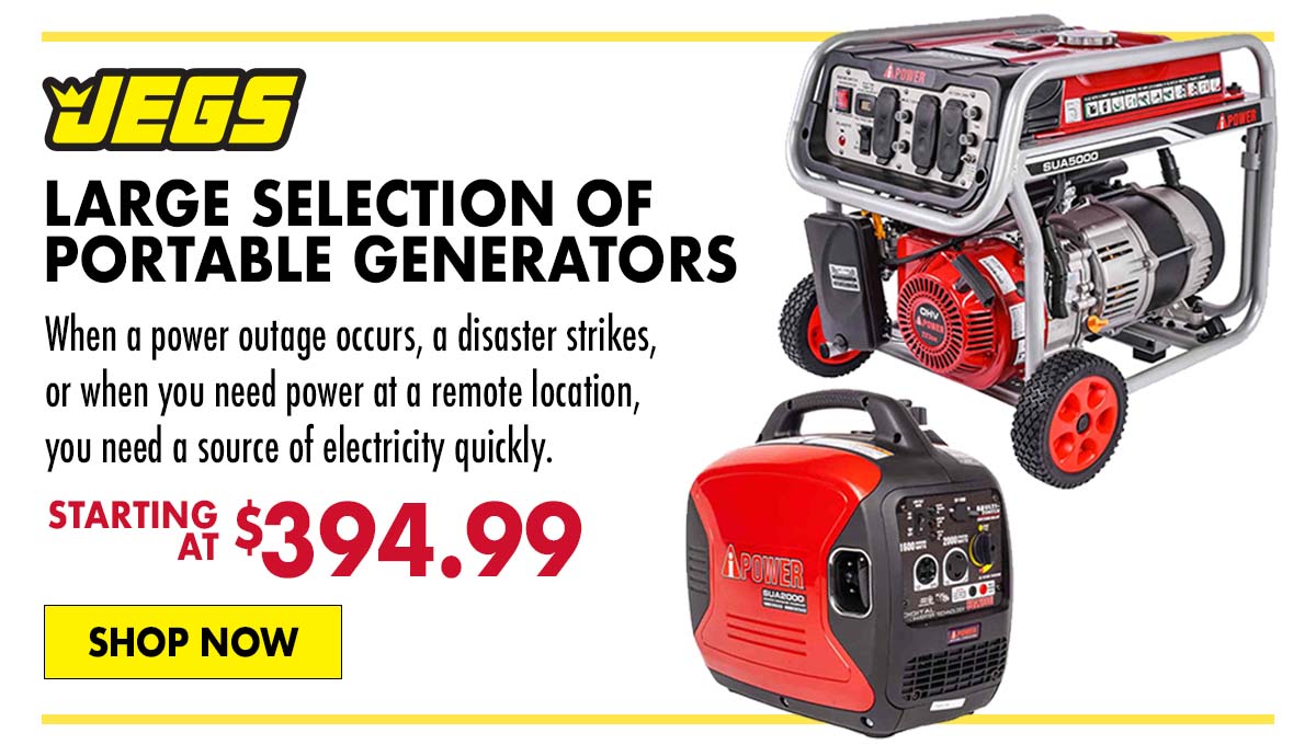 JEGS Large Selection of Portable Generators - Starting At $394.99