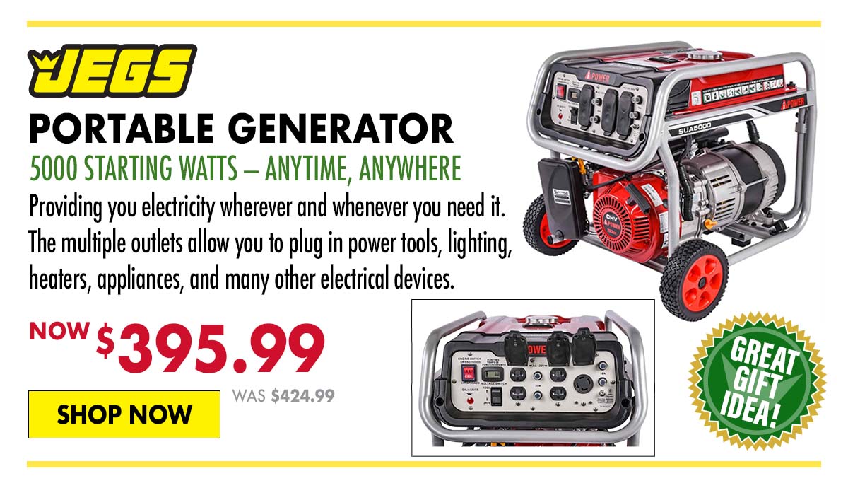 JEGS 5000 Starting Watts Portable Generator - Now $395.99
