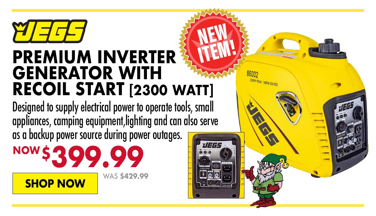 JEGS NEW Premium Inverter Generator with Recoil Start [2300 Watt] - Now $399.99