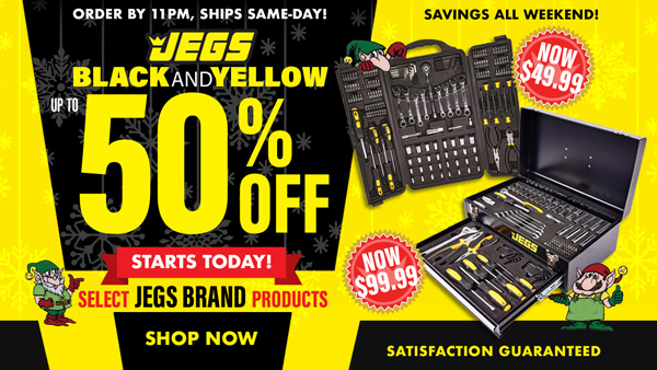 JEGS Black and Yellow - Up to 50% Off Select JEGS Brand Products