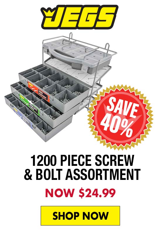 JEGS 1200 Piece Screw & Bolt Assortment - Now $24.99