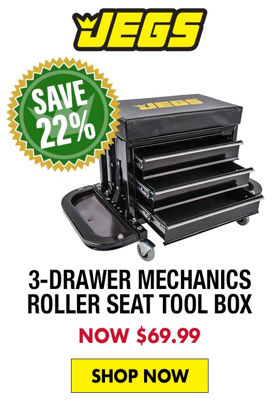 JEGS 3-Drawer Mechanics Roller Seat Tool Box - Now $69.99