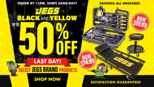 JEGS Black and Yellow - Save up to 50% OFF Select JEGS Brand Products
