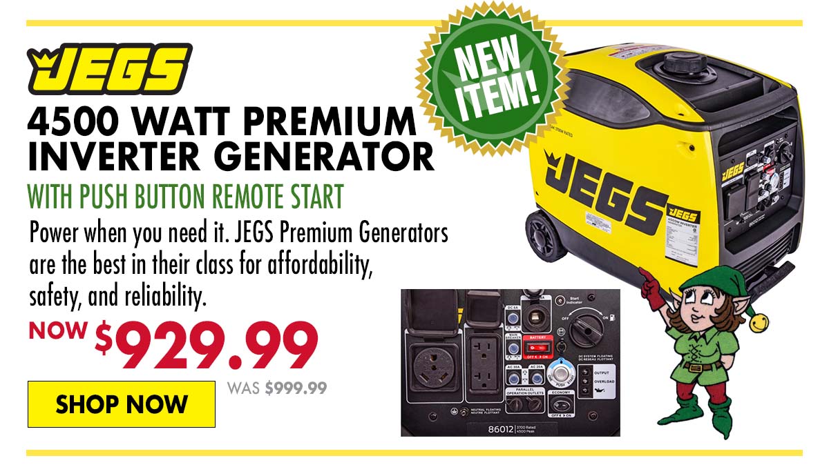 JEGS 4500 Watt Premium Inverter Generator with Push Button & Remote Start - Now $929.99