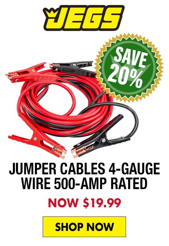 JEGS Jumper Cables 4-Gauge Wire 500-Amp Rated - Now $19.99