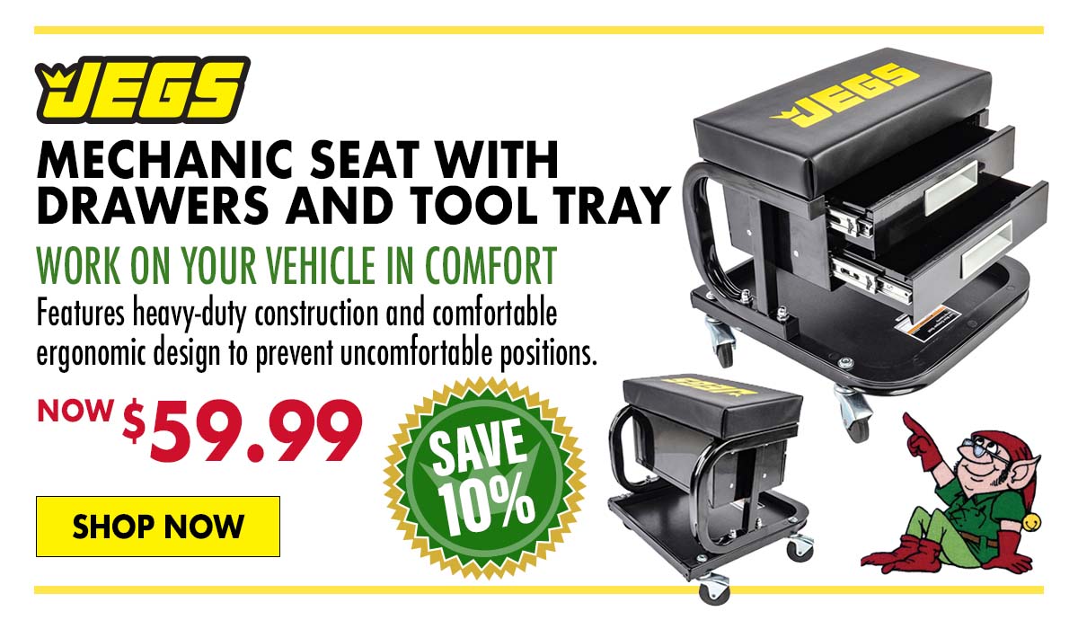 JEGS Mechanic Seat with Drawers and Tool Tray - Now $59.99
