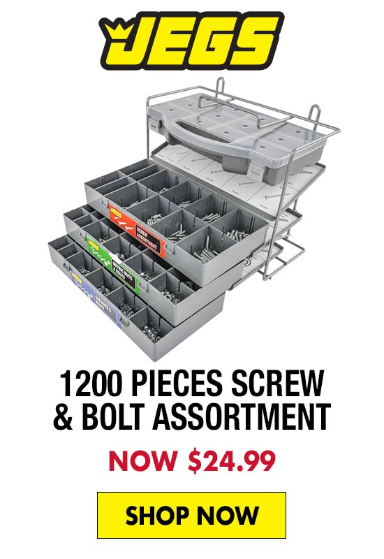JEGS 1200 pieces Screw & Bolt Assortment - Now $24.99