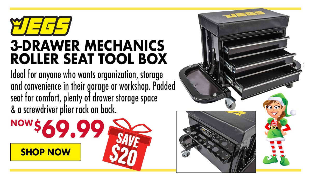 JEGS 3-Drawer Mechanics Roller Seat Tool Box - Now $69.99
