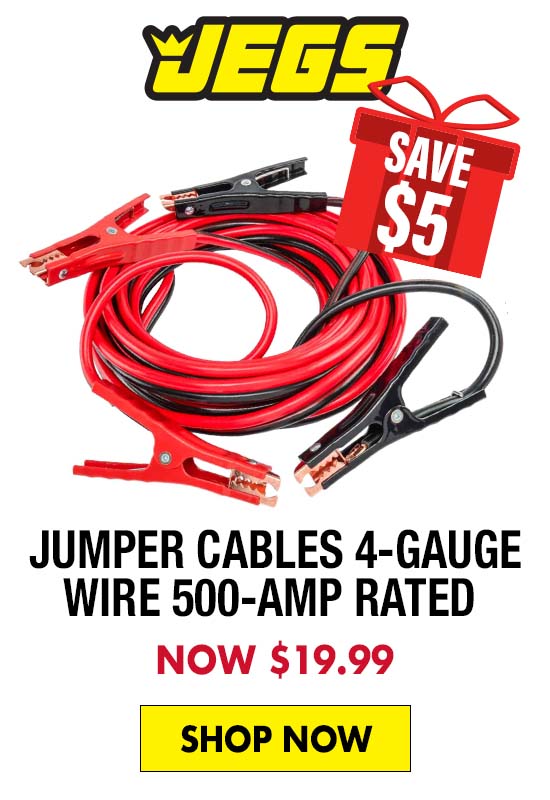 JEGS Jumper Cables 4-Gauge Wire 500-Amp Rated - Now $19.99
