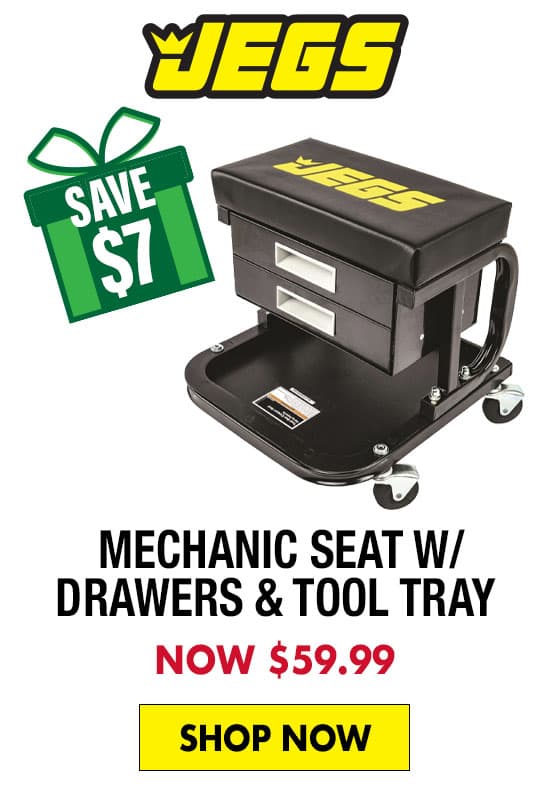 JEGS Mechanic Seat with Drawers and Tool Tray - Now $59.99 SAVE $7