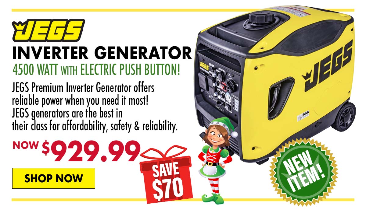 JEGS 4500 Watt Premium Inverter Generator with Electric Push Button - Now $929.99 SAVE $70