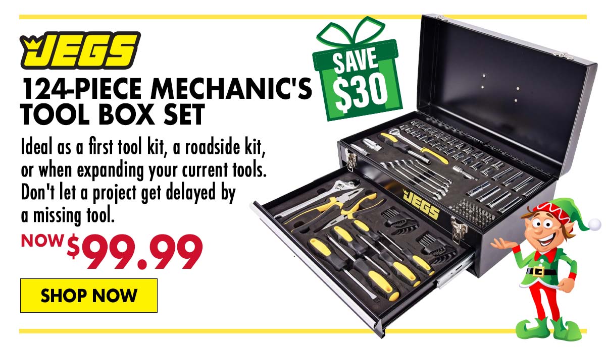 JEGS 124-Piece Mechanic's Tool Box Set - Now $99.99 SAVE $30