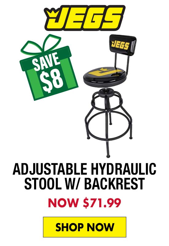 JEGS Adjustable Hydraulic Stool with Backrest - Now $71.99 SAVE $8