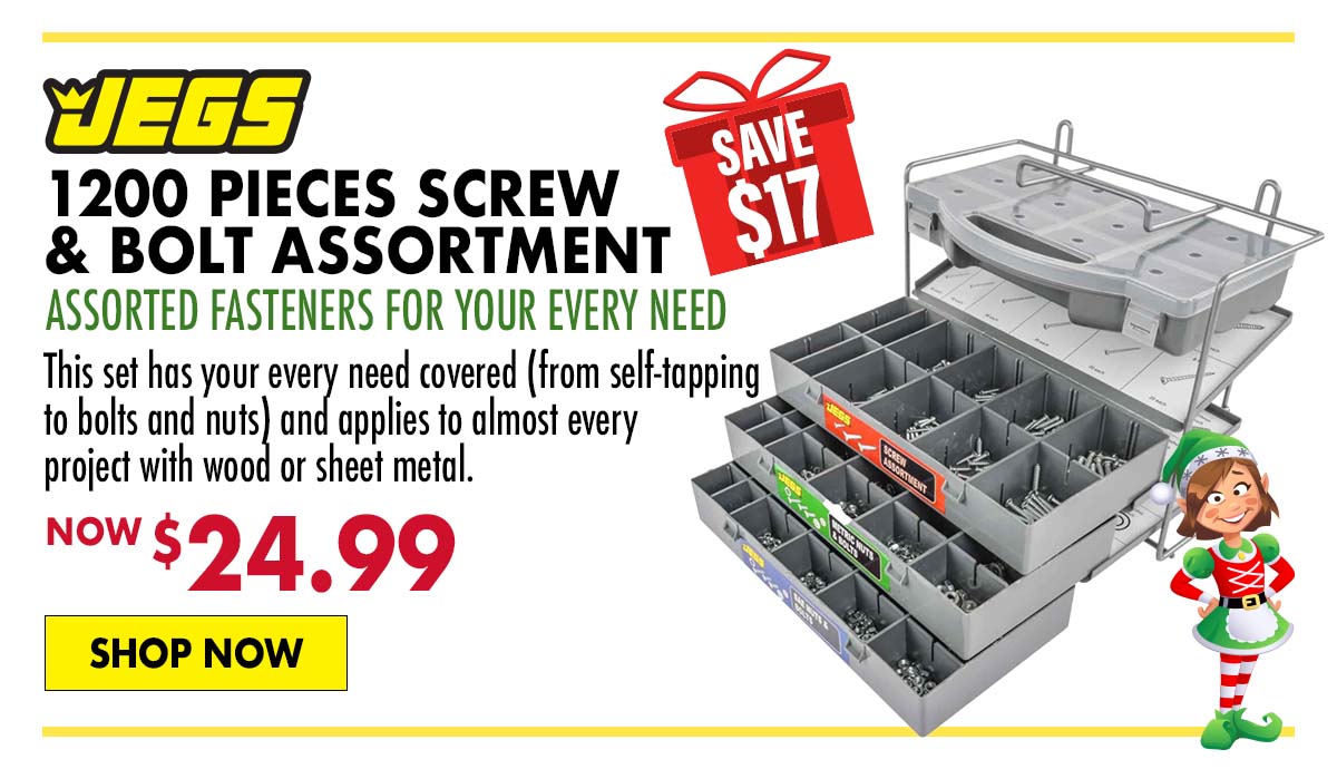 JEGS 1200 pieces Screw & Bolt Assortment - Now $24.99