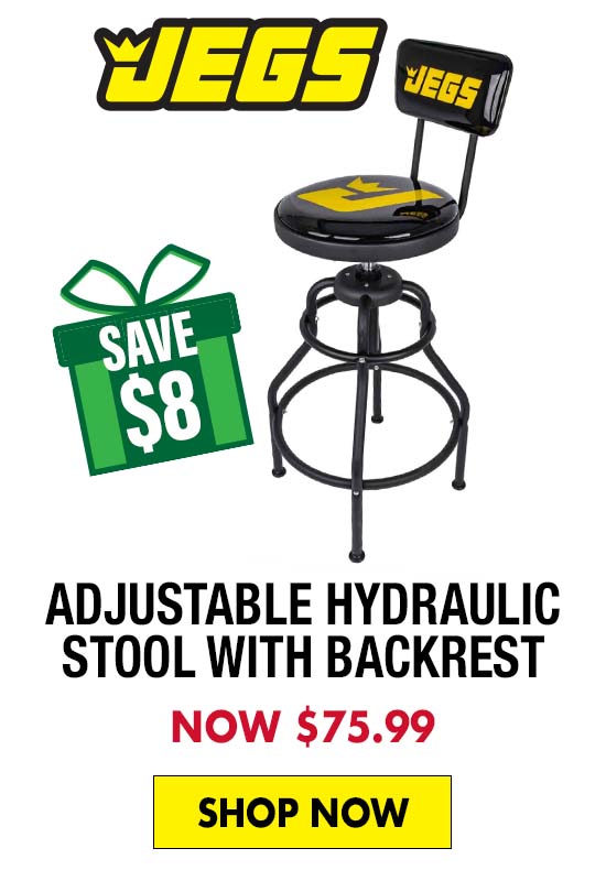 JEGS Adjustable Hydraulic Stool with Backrest - Now $75.99