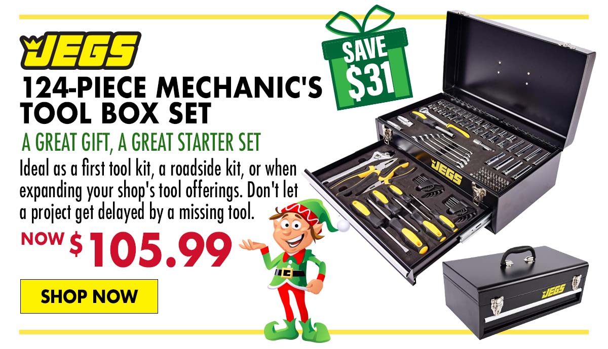 JEGS 124-Piece Mechanic's Tool Box Set - Now $105.99