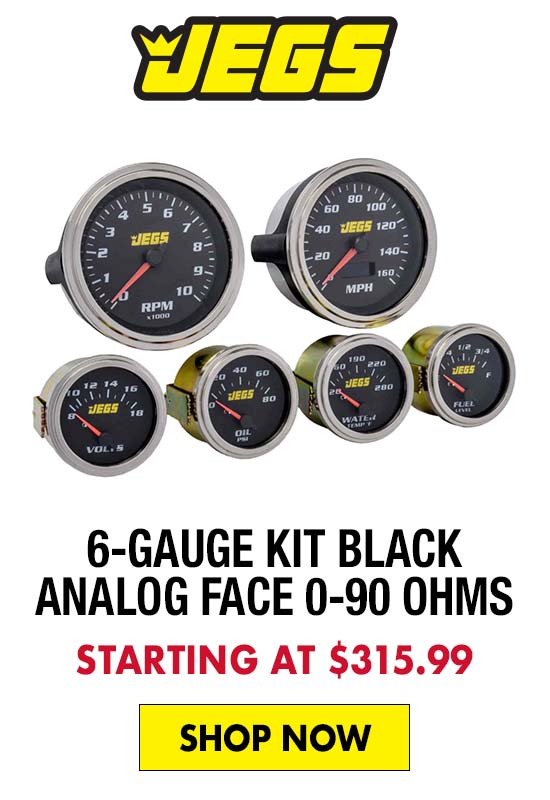 JEGS 6-Gauge Kit Black Analog Face 0-90 ohms - Starting at $315.99