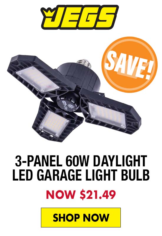 JEGS 3-Panel 60W Daylight LED Garage Light Bulb - Now $21.49