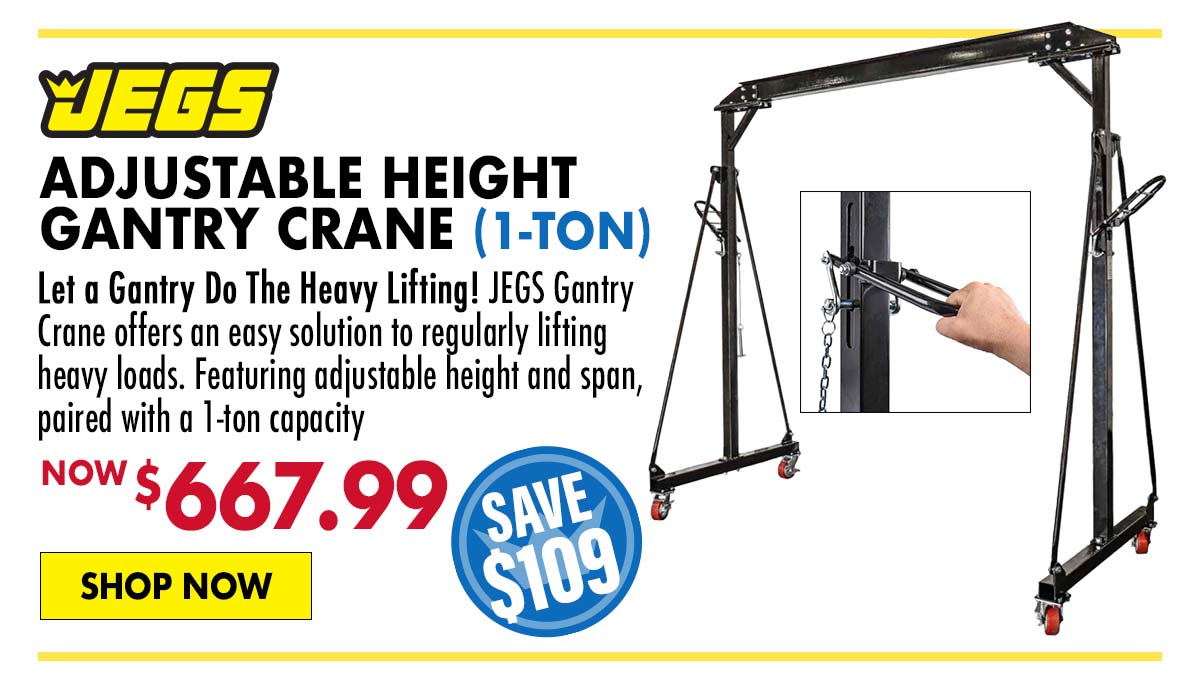 JEGS 1-Ton Adjustable Height Gantry Crane - Now $667.99