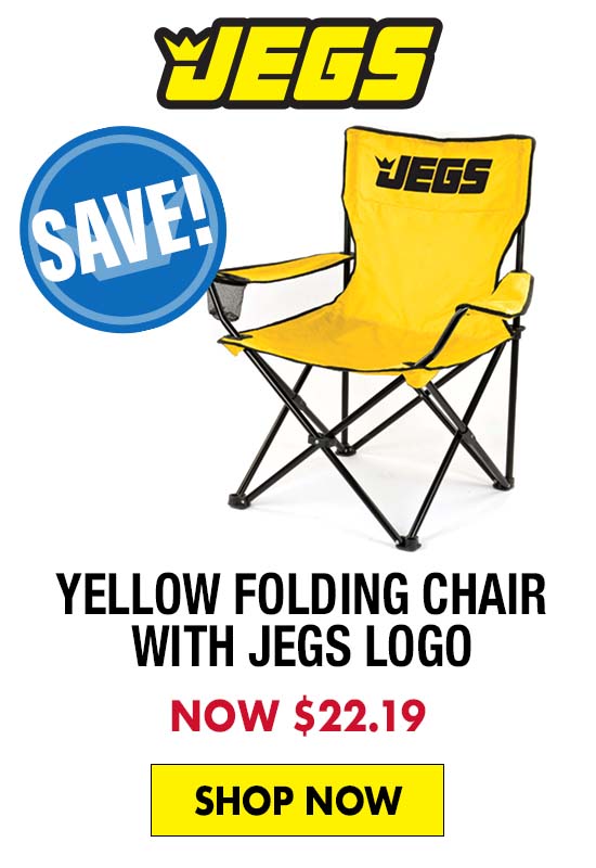JEGS Yellow Folding Chair with JEGS Logo - Now $22.19