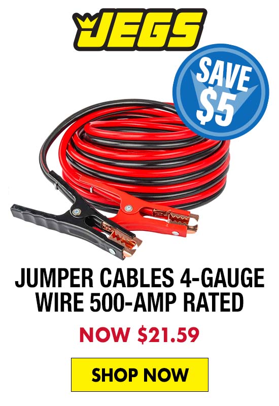 JEGS Jumper Cables 4-Gauge Wire 500-Amp Rated - Now $21.59