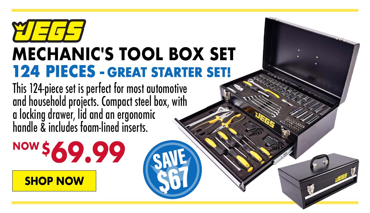JEGS 124-Piece Mechanic's Tool Box Set - Now $69.99