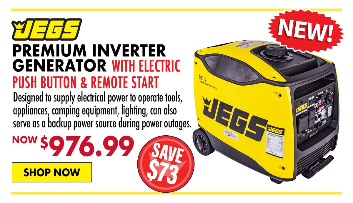 JEGS Premium Inverter Generator with Electric Push Button & Remote Start - Now $976.99