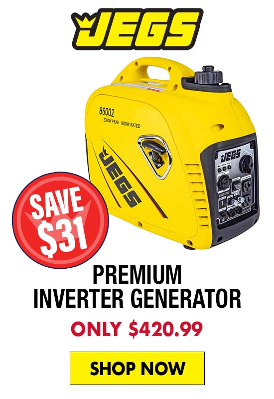 JEGS Premium Inverter Generator with Recoil Pull Start - Only $420.99