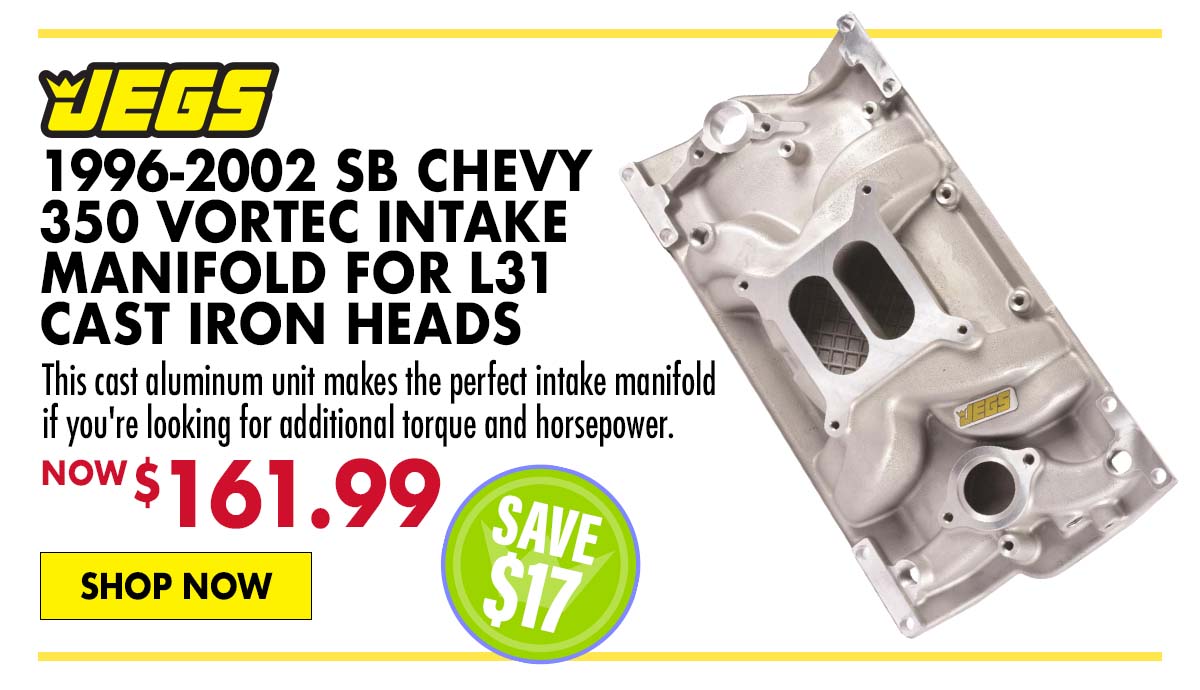 JEGS 1996-2002 SB Chevy 350 Vortec Intake Manifold for L31 Cast Iron Heads - Now $161.99