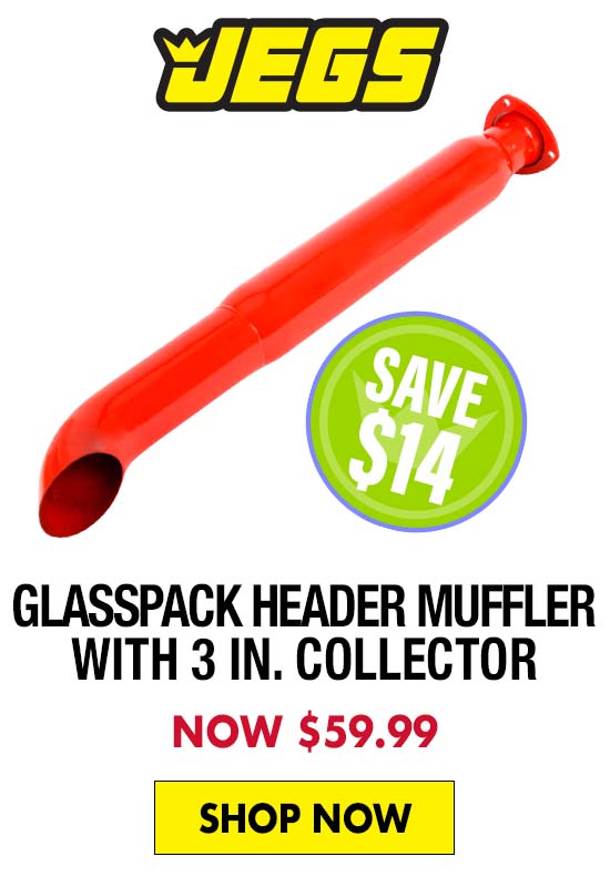 JEGS Glasspack Header Muffler with 3 in. Collector - Now $59.99
