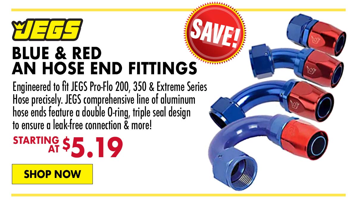 JEGS Blue & Red AN Hose End Fittings - Starting at $5.19