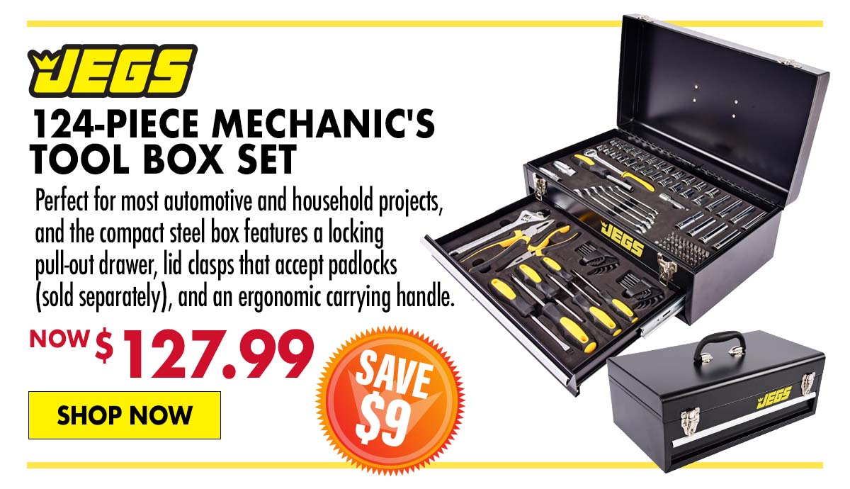 JEGS 124-Piece Mechanic's Tool Box Set - Now $127.99