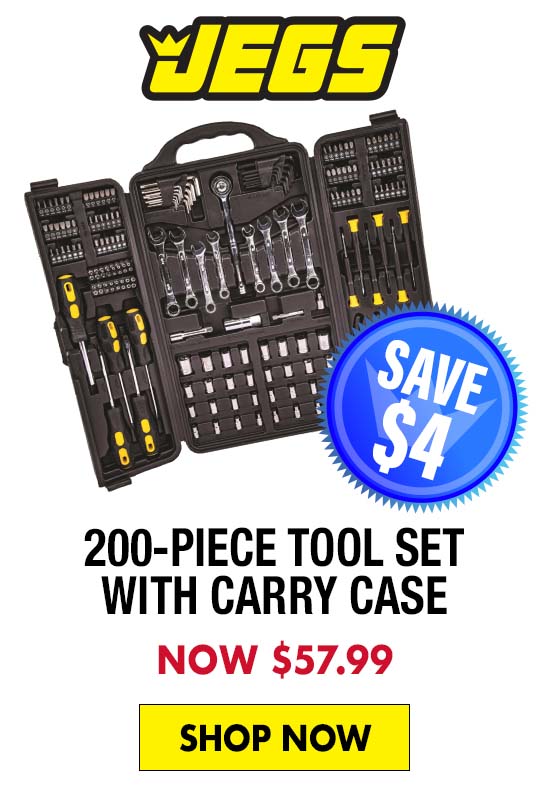 JEGS 200-Piece Tool Set with Carry Case - Now $57.99