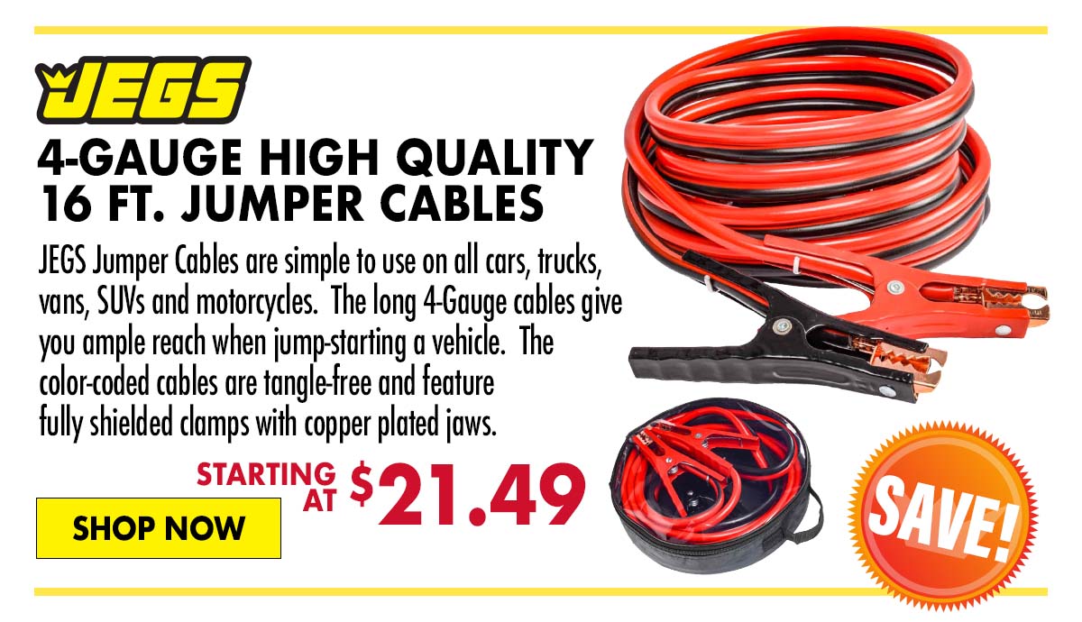JEGS 4-gauge High Quality 16 ft. Jumper Cables - Starting at $21.49