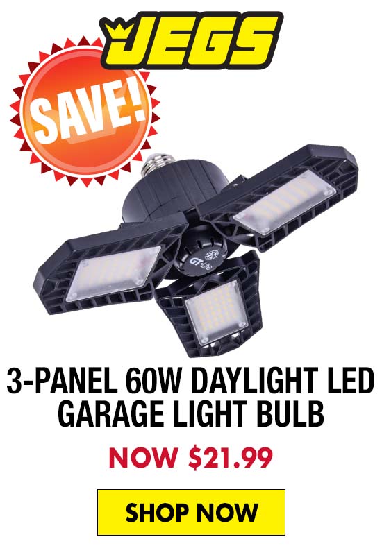 JEGS 3-Panel 60W Daylight LED Garage Light Bulb - Now $21.49