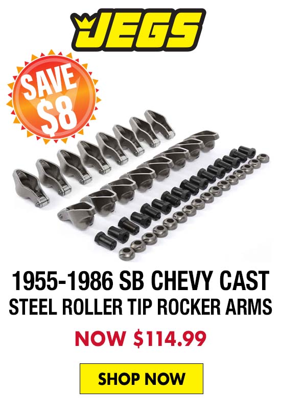 JEGS 1955-1986 SB Chevy Cast Steel Roller Tip Rocker Arms - Now $114.99