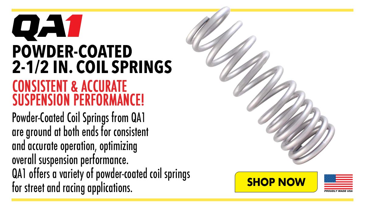 QAT POWDER-COATED 2-12 IN. COIL SPRINGS CONSISTENT ACCURATE SUSPENSION PERFORMANCE! Powder-Coated Coil Springs from QAI are ground at hoth ends for consistent and accurate operation, opfimizing overall suspension performance. for street and racing applications. QAT offers a variety of powder-coated coil springs ., % I 3 2 