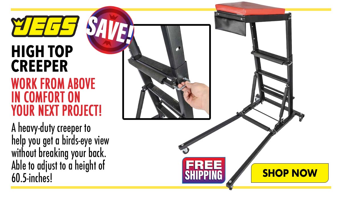 HIGH TOP CREEPER WORK FROM ABOVE IN COMFORT ON YOUR NEXT PROJECT! A heavy-duty creeper to help you get a birds-eye view witout breaking your back. Able fo adjust to @ height of 60.5-inches! i 1 swornow 