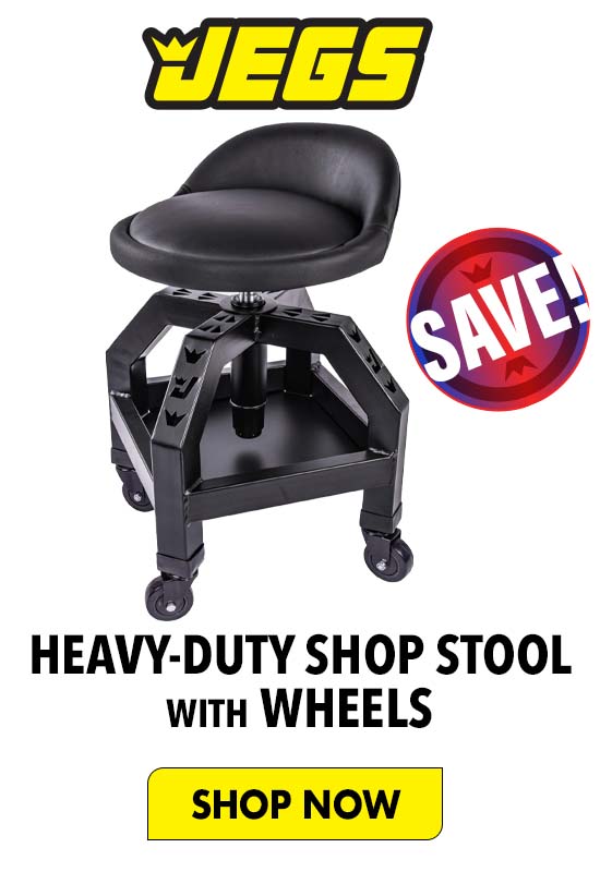 JEGS Heavy-Duty Shop Stool with Wheels - Shop Now  HEAVY-DUTY SHOP STOOL witH WHEELS 