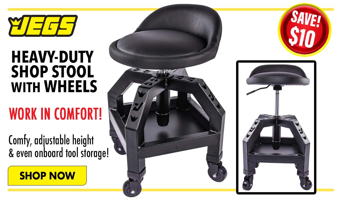 JEGS Heavy-Duty Shop Stool with Wheels