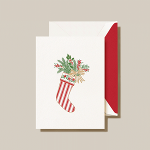 Striped Christmas Stocking Greeting Card